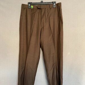 Zanella Ermenegildo Zegna Mens Wool Dress Pants Brown Flat Front Size 33